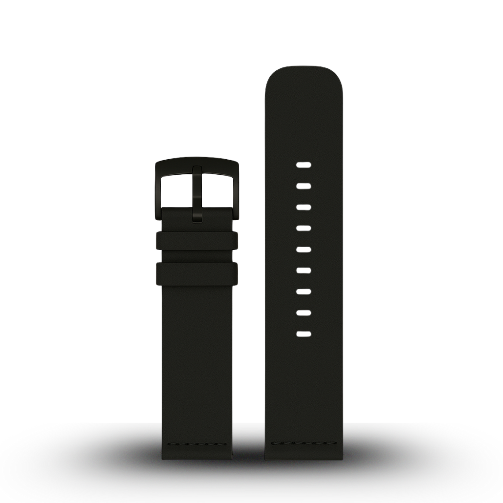 Black Leather Band for 22mm Watch (Alpha, Commander, Echo, Bravo S2 & XL2, Raptor)