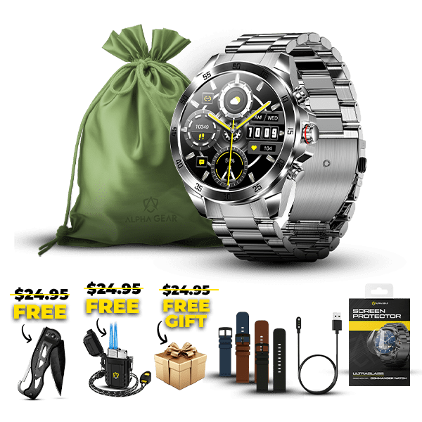 Commander Smartwatch, Silver / Father's Day Gift Package